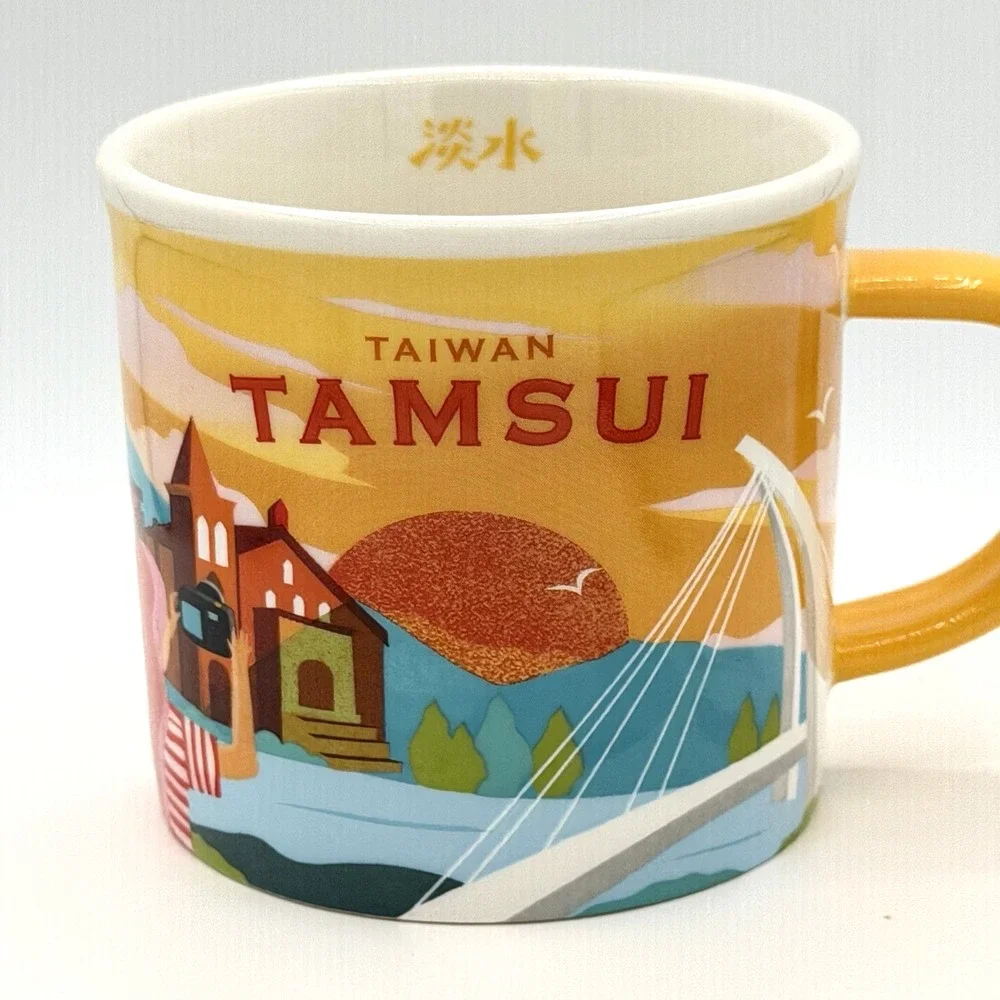 Starbucks You Are Here Tamsui Taiwan Mug 14oz Bone China Yellow Retired City Cup - Picture 1 of 8